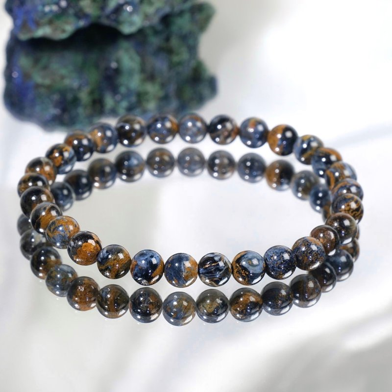 #555 One Picture, One Thing│Namibia Peter Stone 6mm Courage and Good Luck Natural Crystal Bracelet Gift - สร้อยข้อมือ - คริสตัล สีน้ำเงิน