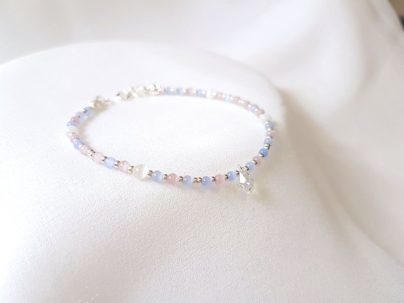 Shimmering ‧ Stone crystal sterling silver fine bracelet - สร้อยข้อมือ - เครื่องประดับพลอย หลากหลายสี