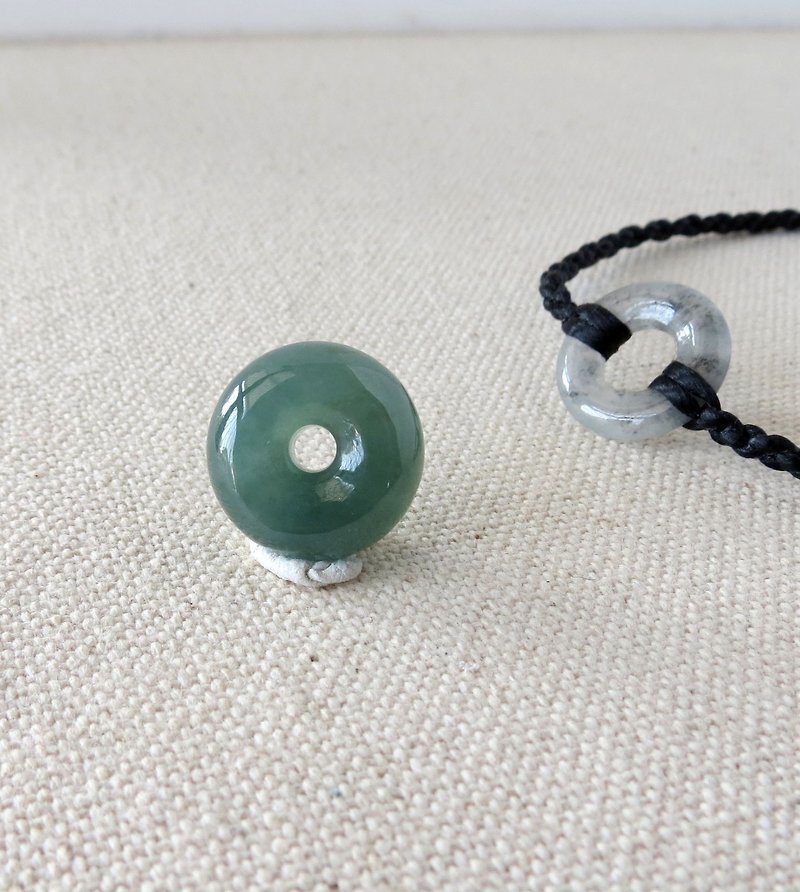 Zodiac Year [Ping An‧ Ruyi] Lucky Button Jade Silk Wax Thread Necklace*LB2*[Four-stranded Editing] - สร้อยคอทรง Collar - เครื่องเพชรพลอย สีเขียว