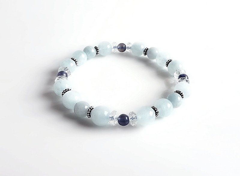 Gem Department ‧ Mermaid Gift Natural Mineral Aquamarine Bluestone 925 Silver ‧  - Bracelets - Gemstone Blue