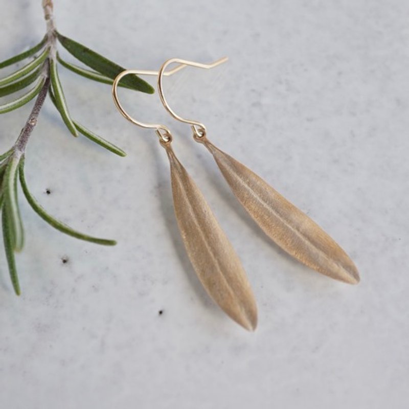 Olive leaf earrings [EP049K10] - 耳環/耳夾/耳骨夾 - 其他金屬 