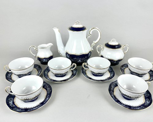 Porcelain Tea Coffee Set by Zsolney Hungary, 1960s | Vintage