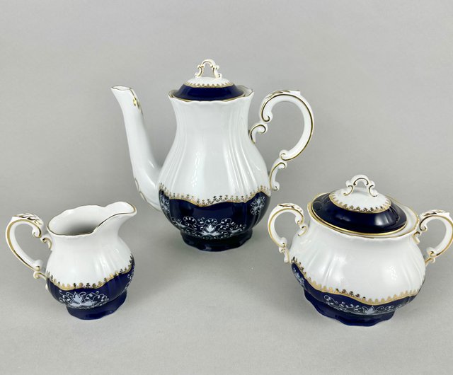 Porcelain Tea Coffee Set by Zsolney Hungary, 1960s | Vintage Porcelain Tea Coffee Set by Zsolney Hungary, 1960s | Vintage