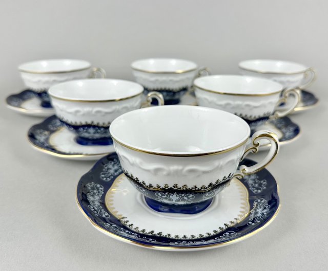 Porcelain Tea Coffee Set by Zsolney Hungary, 1960s | Vintage