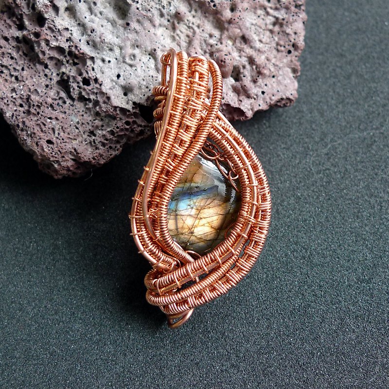 Misssheep-WW09 Handmade Metal Wire Labradorite Pendant Necklace - สร้อยคอ - โลหะ 