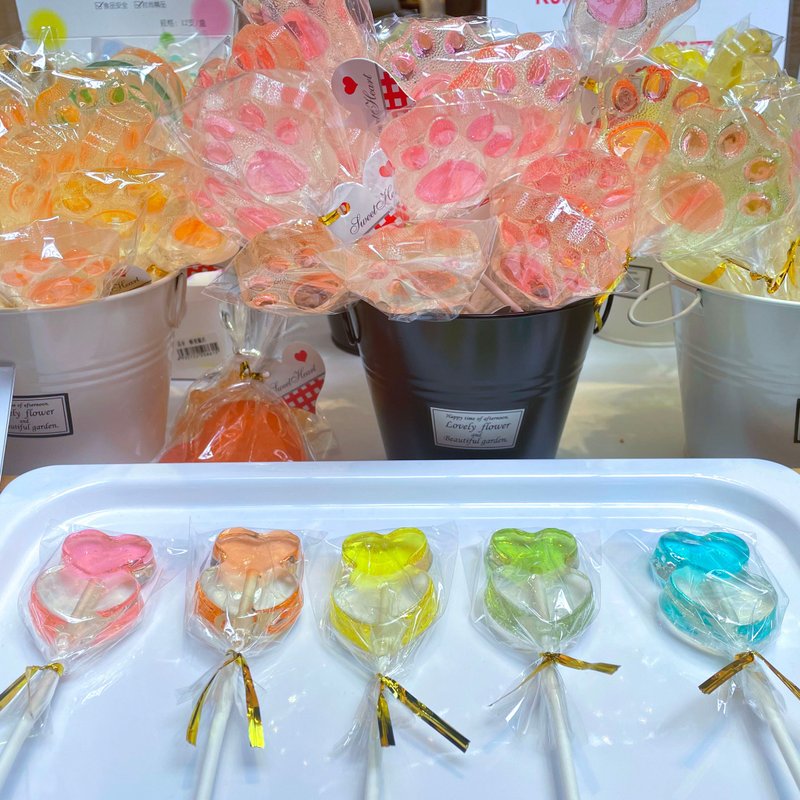 【Crystal-like Lollipop】Double Heart-PINK - Cake & Desserts - Fresh Ingredients Transparent