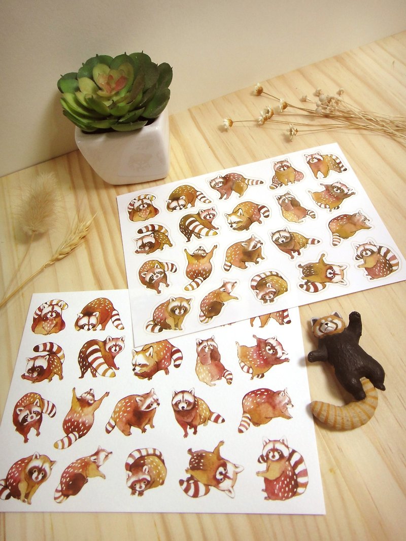 Brown raccoon stickers + postcard group - Cards & Postcards - Paper Multicolor