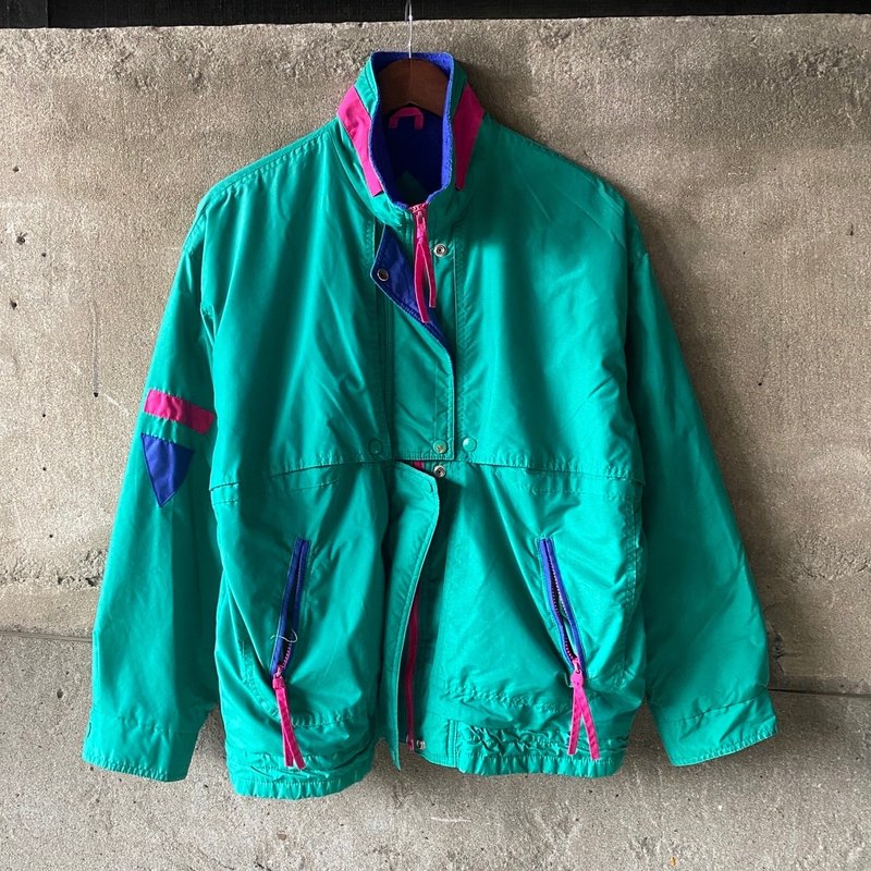 --Vintage--Windproof jacket with jump-colored bristles inside - Men's Coats & Jackets - Other Materials Green