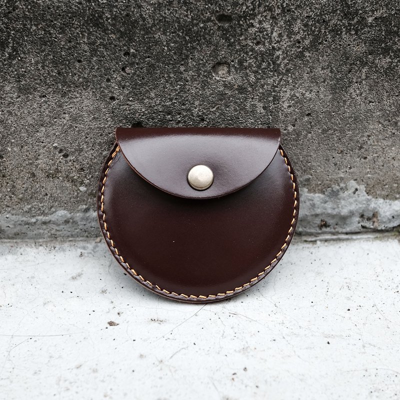Hand-made wallet / limited hand-made / leather / purse / coffee / Coin Purse / leather / limited British bridle leather / guitar co - กระเป๋าใส่เหรียญ - หนังแท้ สีนำ้ตาล