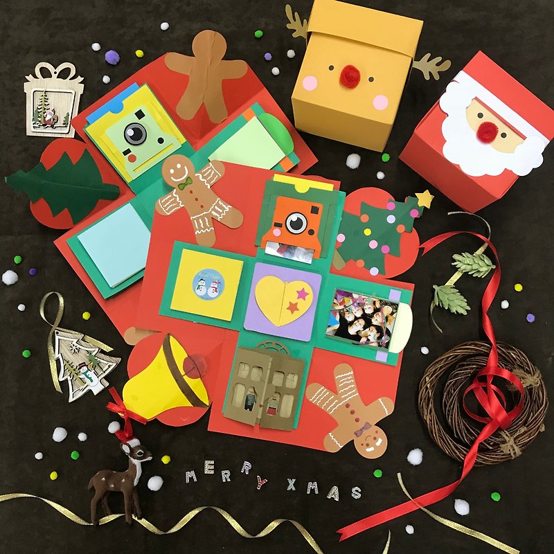 聖誕限定版爆炸盒連8個機關材料包 - 木工/竹藝/紙雕 - 紙 咖啡色