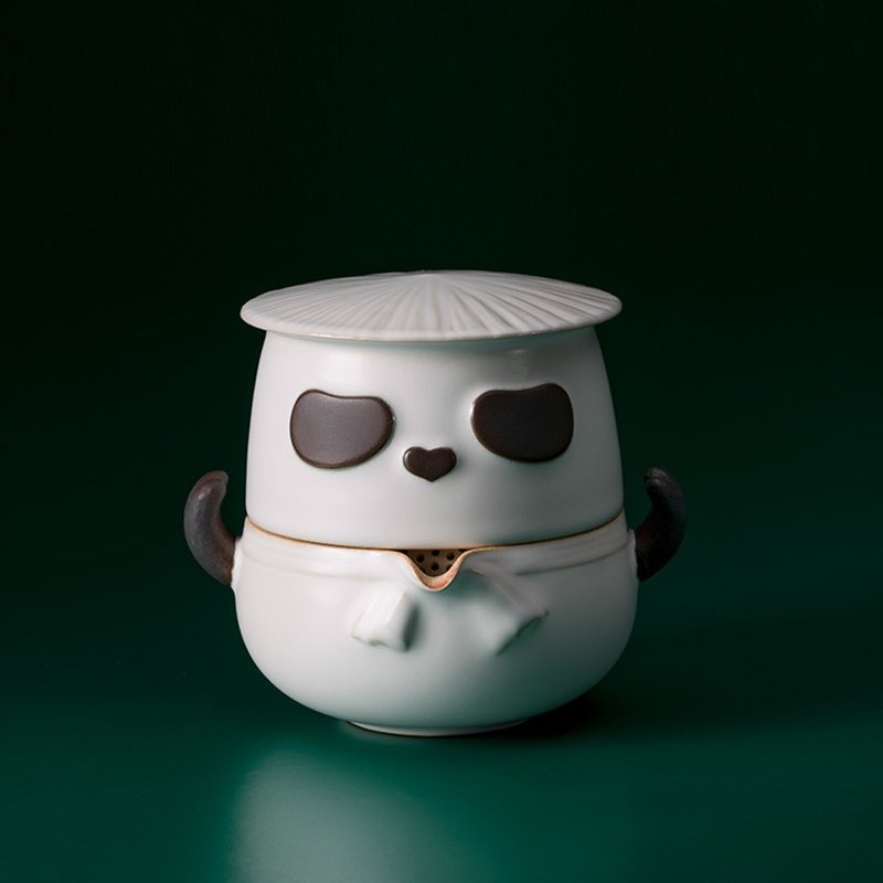 中國熊貓功夫茶具便攜茶杯帶包 - 茶壺/茶杯/茶具 - 陶 