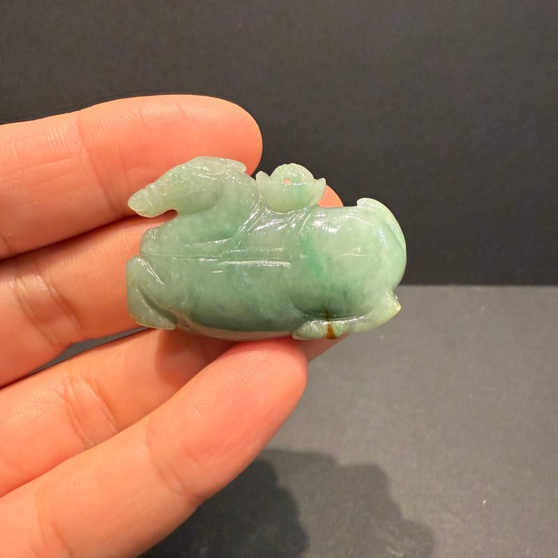 HAN YU JEWELRY 天然ミャンマー翡翠 グリーン唐馬 馬上有錢 誕生日プレゼント 出産祝い ギフト交換 - その他 - 翡翠 