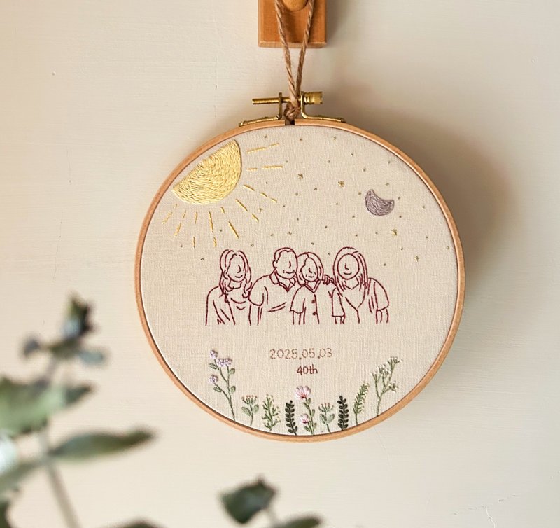 【客製手工刺繡】似顏繪刺繡掛畫 - 似顏繪/客製畫 - 繡線 