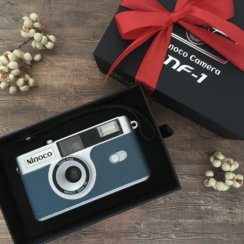 使いやすくてコンパクト　35mmフィルムカメラ 　ブルーグレイの本革【37-D】 - カメラ - 金属 ブルー
