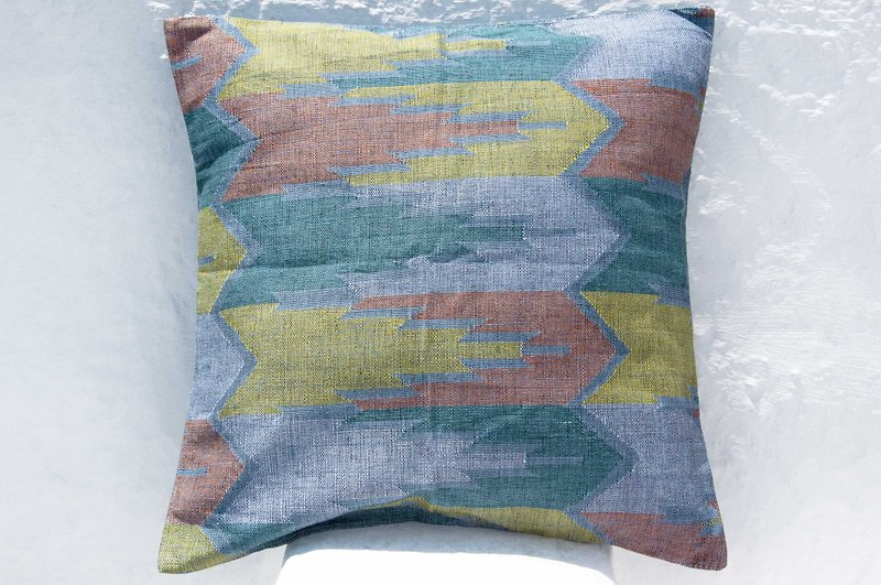 Hand-woven cuddle pillowcase, pure cotton cuddle pillowcase, woven cuddle pillowcase, handmade cuddle pillowcase-Dhaka woven color block - Pillows & Cushions - Cotton & Hemp Multicolor