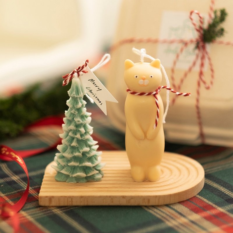 節慶限定 暖心聖誕 香氛禮盒 貓咪x雪人x聖誕樹 造型香氛蠟燭 - 香氛蠟燭/燭台 - 蠟 