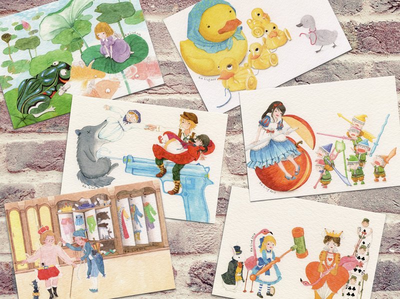 Toys of Hong Kong x Fairy Tales Watercolour postcards set of 6 - Cards & Postcards - Paper 