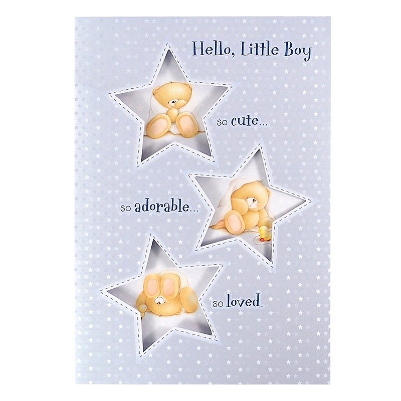 Aqua Blue Star [Hallmark-ForeverFriends-Card Baby Congratulations] - Cards & Postcards - Paper Blue