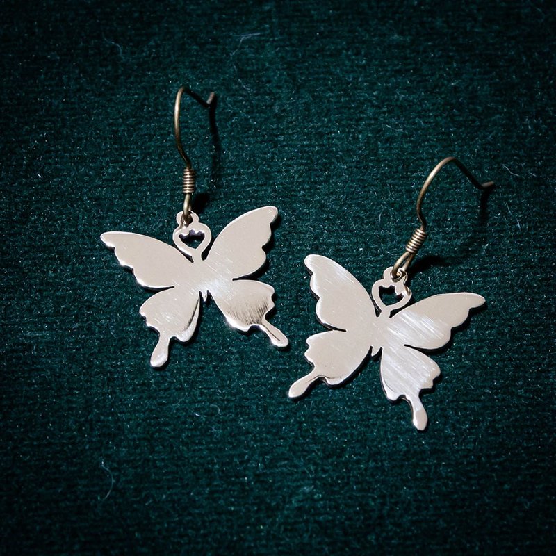 Butterfly hook earring - 耳環/耳夾/耳骨夾 - 銅/黃銅 