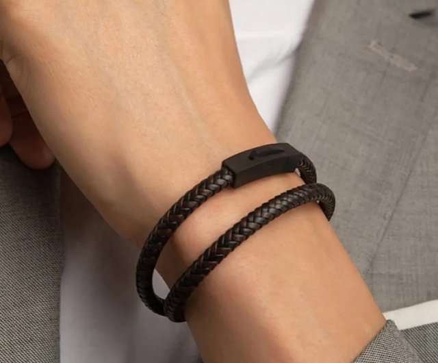 メンズ レトロ 牛革 編み込み ブレスレット ガールズ レザー