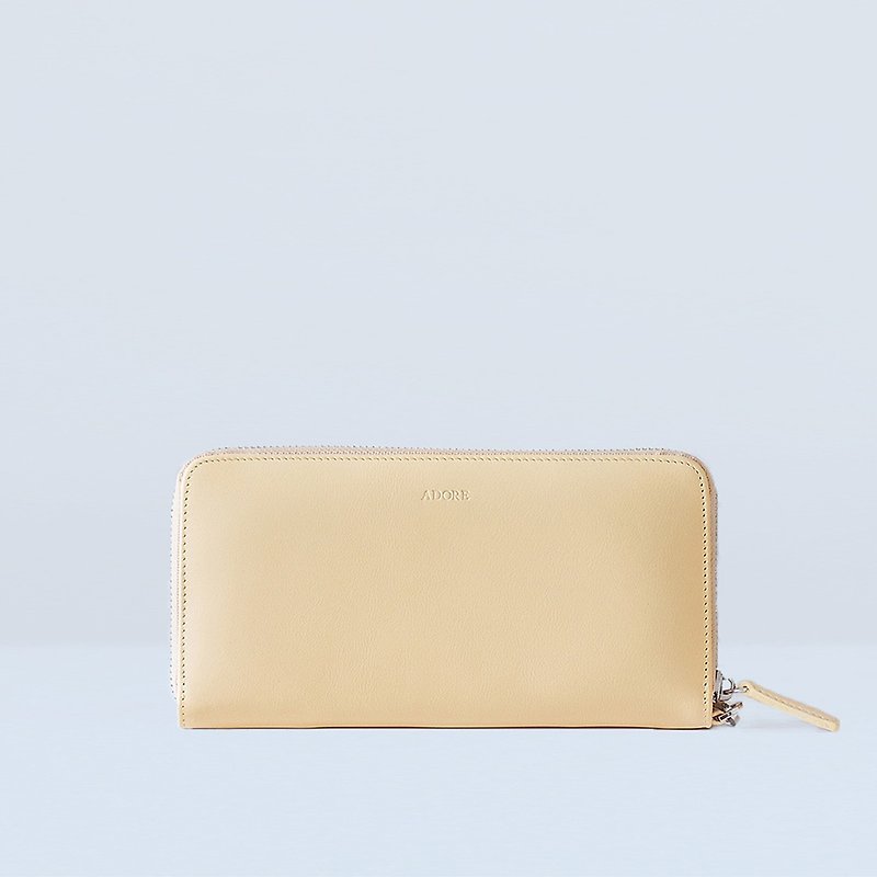 MeLLow - Round Zip Wallet - Soft Yellow - กระเป๋าสตางค์ - หนังแท้ สีเหลือง