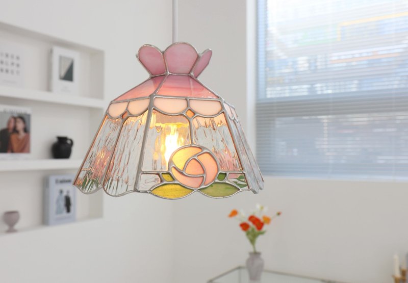 韓國彩色玻璃-山茶花小款吊燈 - 燈具/燈飾 - 玻璃 