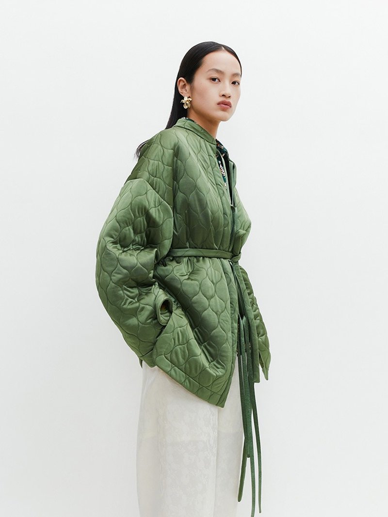 【系帶】新中式復古中國風 棉服外套 - 其他 - 其他材質 綠色