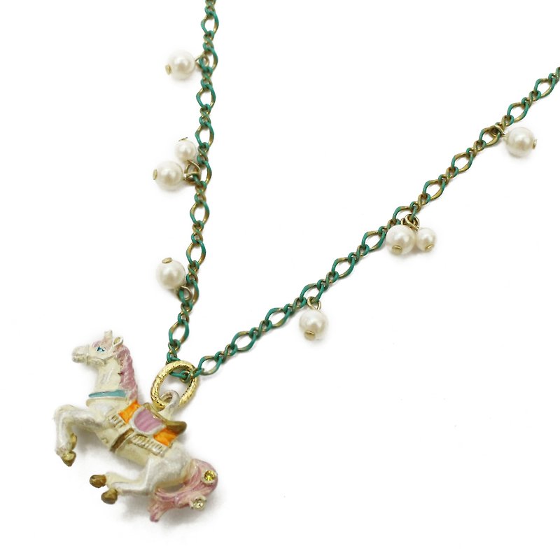 Unicorn Necklace /ユニコーンネックレス NE361 - ネックレス - 金属 ホワイト