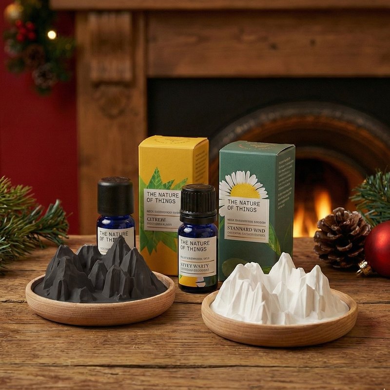 【聖誕交換禮物】洛磯山脈|矽藻土原木擴香石+有機精油組 - 香氛/精油/擴香 - 其他材質 