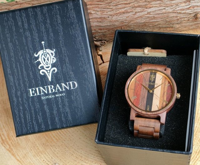 木製腕時計】EINBAND Reise Mix Wood × Walnut 5種類の木 木の時計 ウッド【40mm】 - ショップ EINBAND  腕時計 - Pinkoi