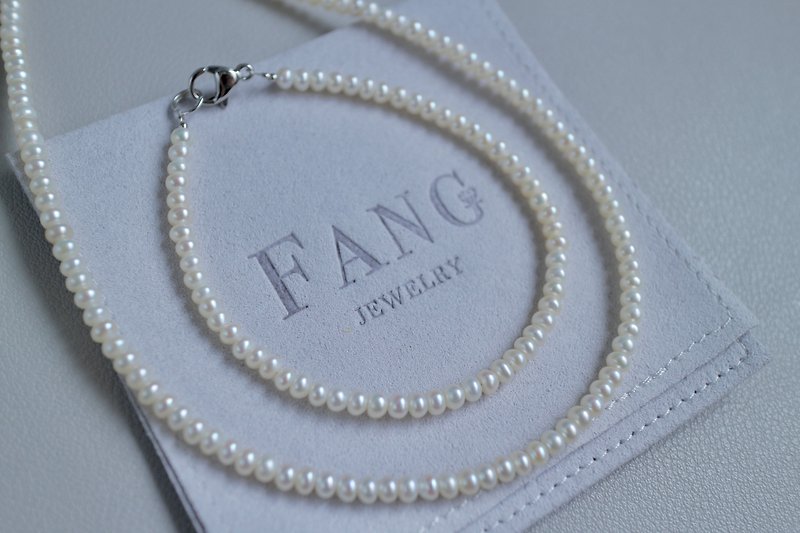 [Small Pearl] Bracelet/Oval Freshwater Pearl - Bracelets - Pearl White