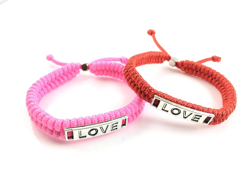 Valentine's flagship product - LOVE [Love] hand rope combination together away! (Pink & red) - Bracelets - Cotton & Hemp Multicolor