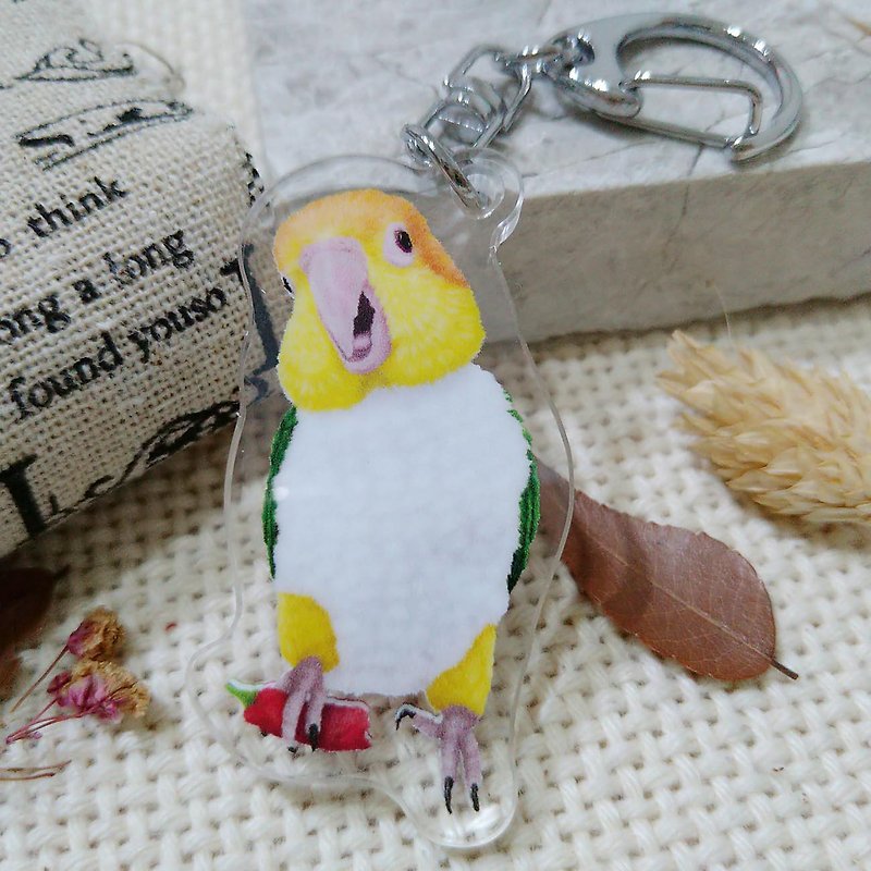 Gold Face Keke Parrot_- Acrylic Charm (Key Ring)-Double Sided Pattern-New Manufacturer - ที่ห้อยกุญแจ - อะคริลิค 