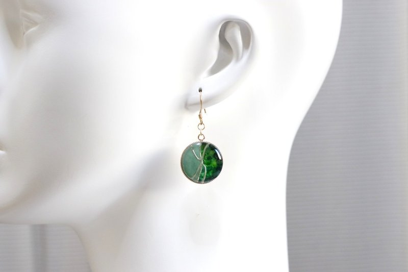 Resin Art Round Earrings - Spirit Play - Earrings & Clip-ons - Resin Green