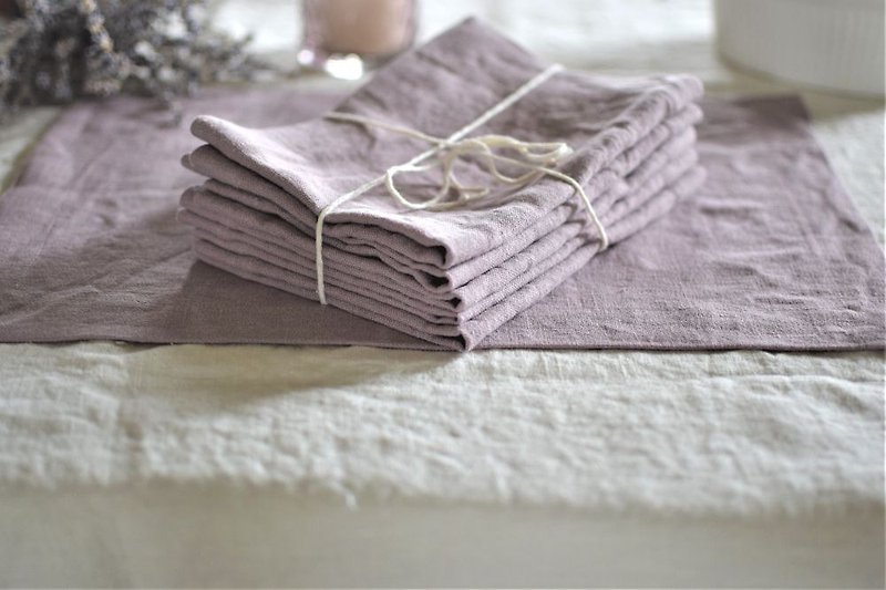 Set of handmade linen place mats, linen napkins - 餐桌布/餐墊 - 亞麻 