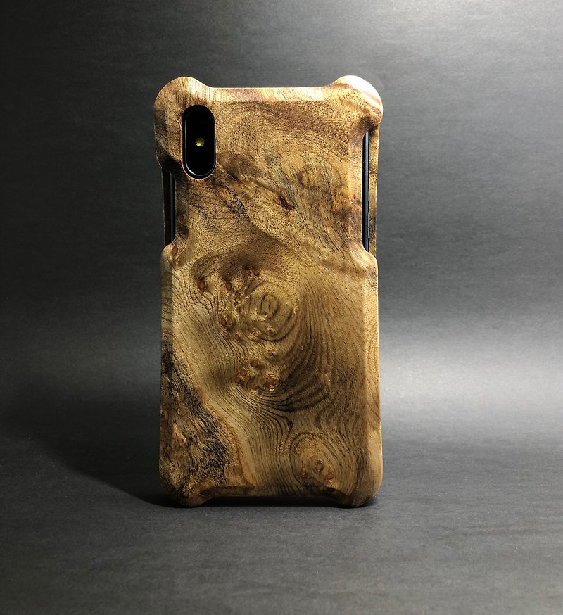 iPhone x Burmese gold camphor wood shell - เคส/ซองมือถือ - ไม้ สีเหลือง