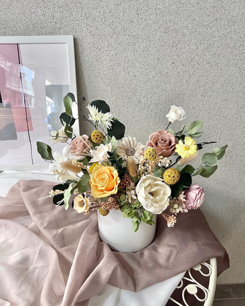 [Garden Lane Floral] Warm yellow spring day/opening flower ceremony/completion of new home - ช่อดอกไม้แห้ง - พืช/ดอกไม้ 