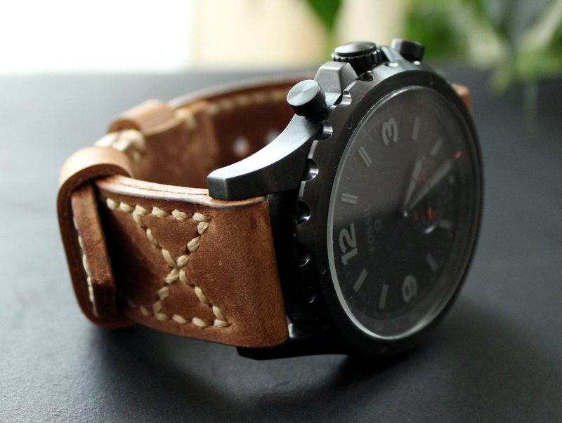 Real Leather Watch Band, Classic brown Men's Leather Watch Strap wristband band - สายนาฬิกา - หนังแท้ สีนำ้ตาล