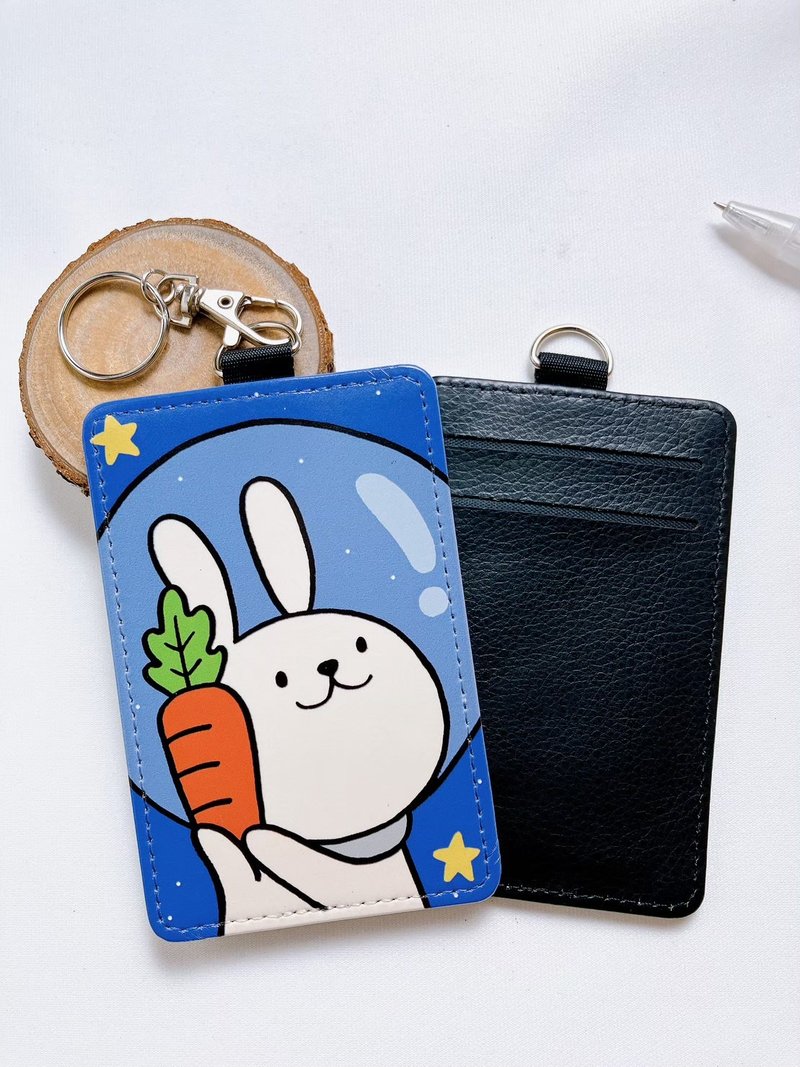 [Leather Card Holder ID Holder] Rabbit Moon Mud - ที่ใส่บัตรคล้องคอ - หนังเทียม สีน้ำเงิน