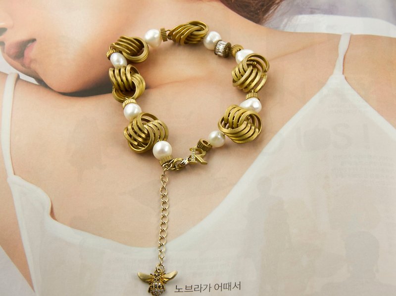 韓國黃銅鍊系列 手工輕珠寶 - 手鍊/手環 - 貴金屬 金色