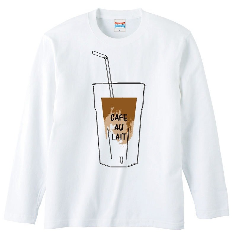 Long sleeve T-shirt / Cafe au lait - เสื้อยืดผู้ชาย - ผ้าฝ้าย/ผ้าลินิน ขาว