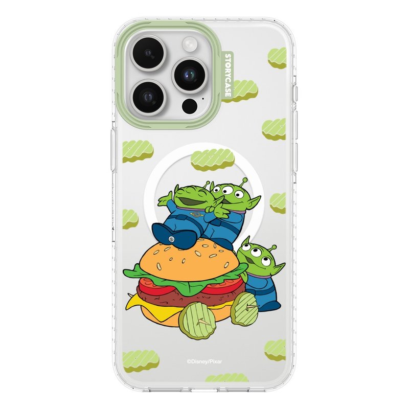 Disney Three Eyes and Hamburger iPhone Case Magsafe Transparent Case Anti-fall - เคส/ซองมือถือ - วัสดุอื่นๆ สีใส