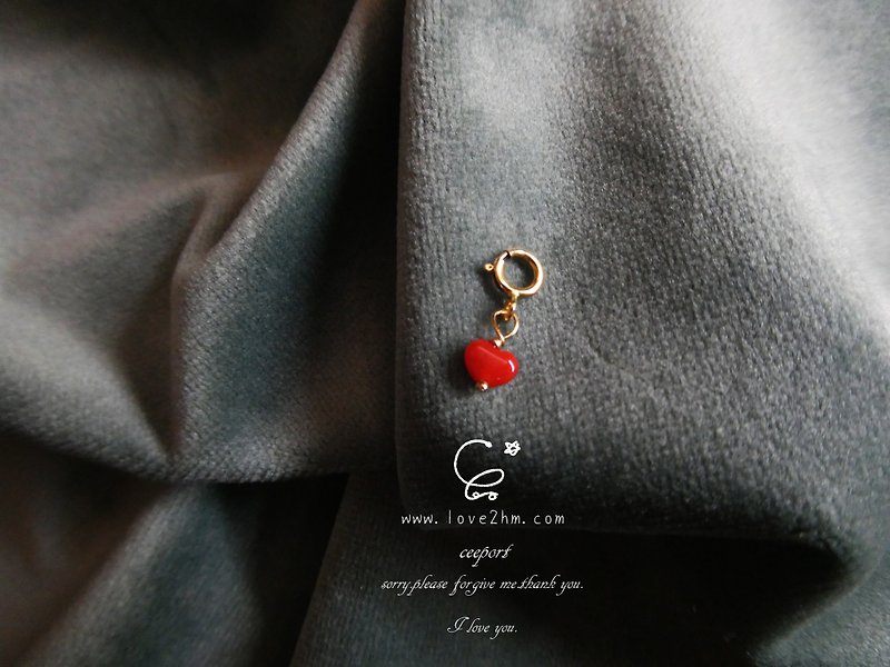Jingjing Workshop*Love2hm [Heart Bits] 14K Pack of Golden Sand Ding Coral Free Buckle - Necklaces - Gemstone Red