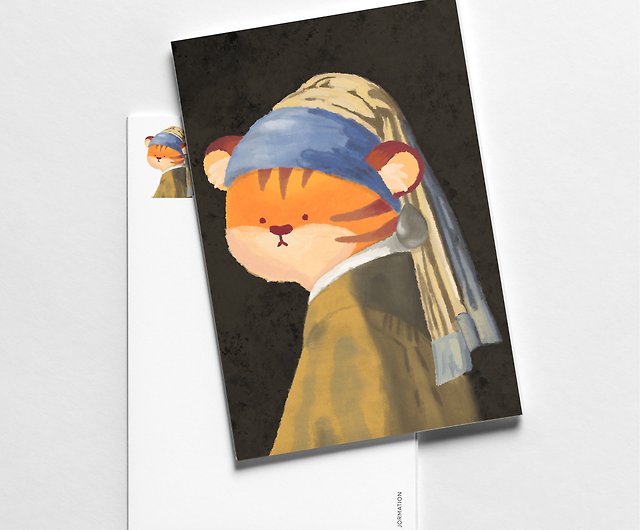 新品 ゴッホ 自画像 フェルメール 真珠の耳飾りの少女 名画パロディ 黒