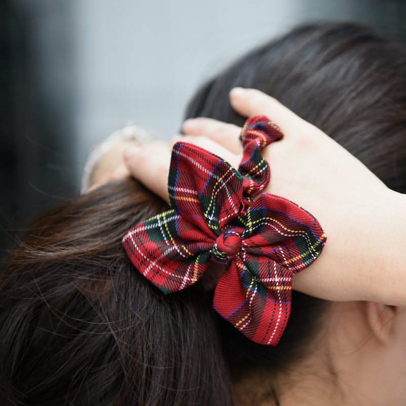 【ZAZAZOO】 Check the hair ornaments - donuts - classic red - Hair Accessories - Polyester 