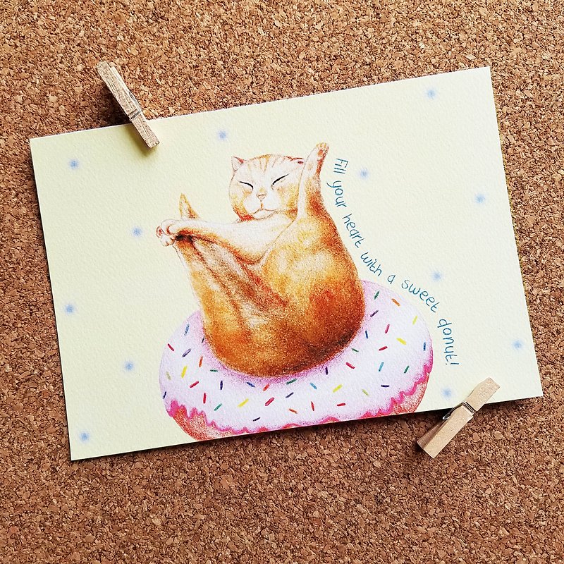 Postcard - Donut-loving cat - Cards & Postcards - Paper Multicolor
