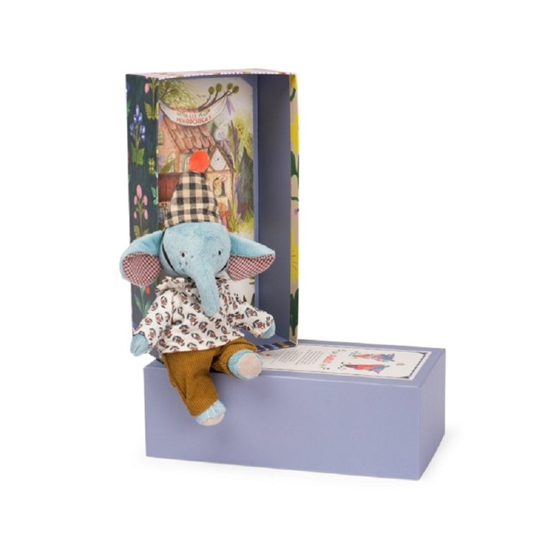 【預購】法國 Moulin Roty 米努奇卡斯系列小象巴伯羅玩偶禮盒 - 寶寶/兒童玩具/玩偶 - 聚酯纖維 多色