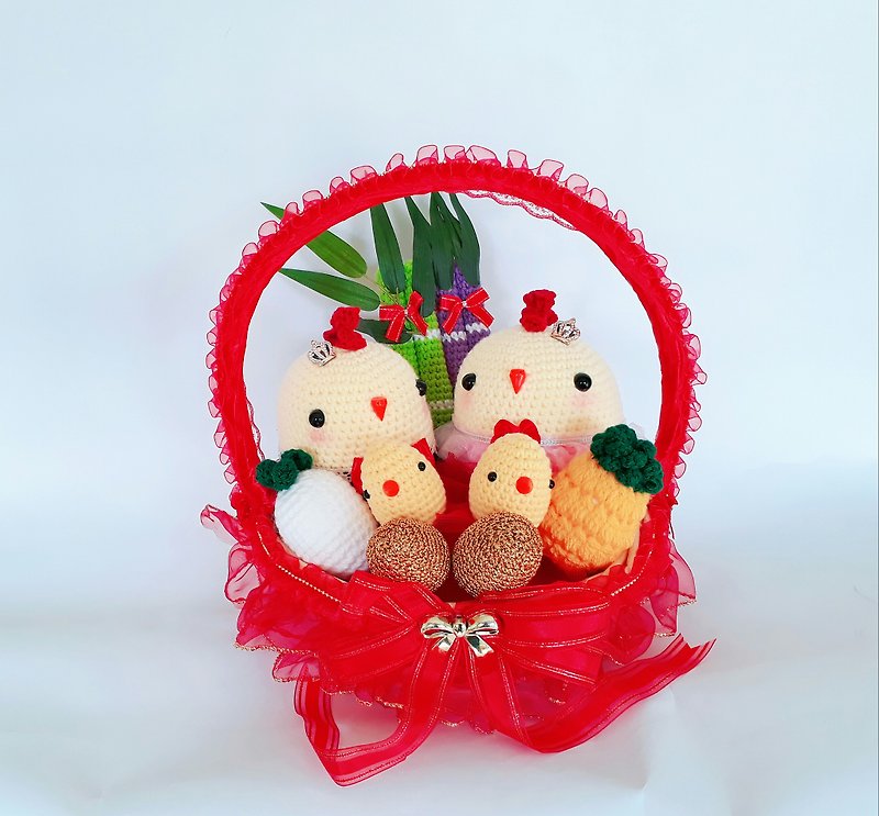 Cute Q version of woolen chicken with red perfect combination - ของวางตกแต่ง - วัสดุอื่นๆ สีแดง