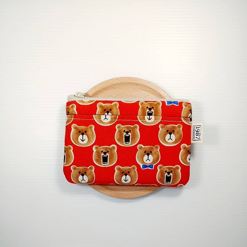 【崩潰熊-橙】 零錢包 手拿包 隨身包 拉鏈袋 聖誕交換禮物 - 手拿包 - 棉．麻 橘色