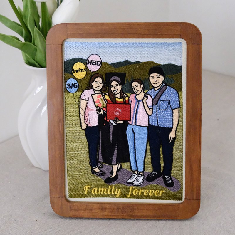 【Traveling with the family】－8-inch background - Customized Portraits - Thread 